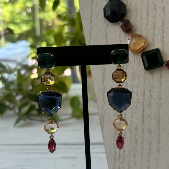 Gorgeous Kate Spade Necklace and Earring Set in Gold Multi Colored Stones - Picture 7 of 17